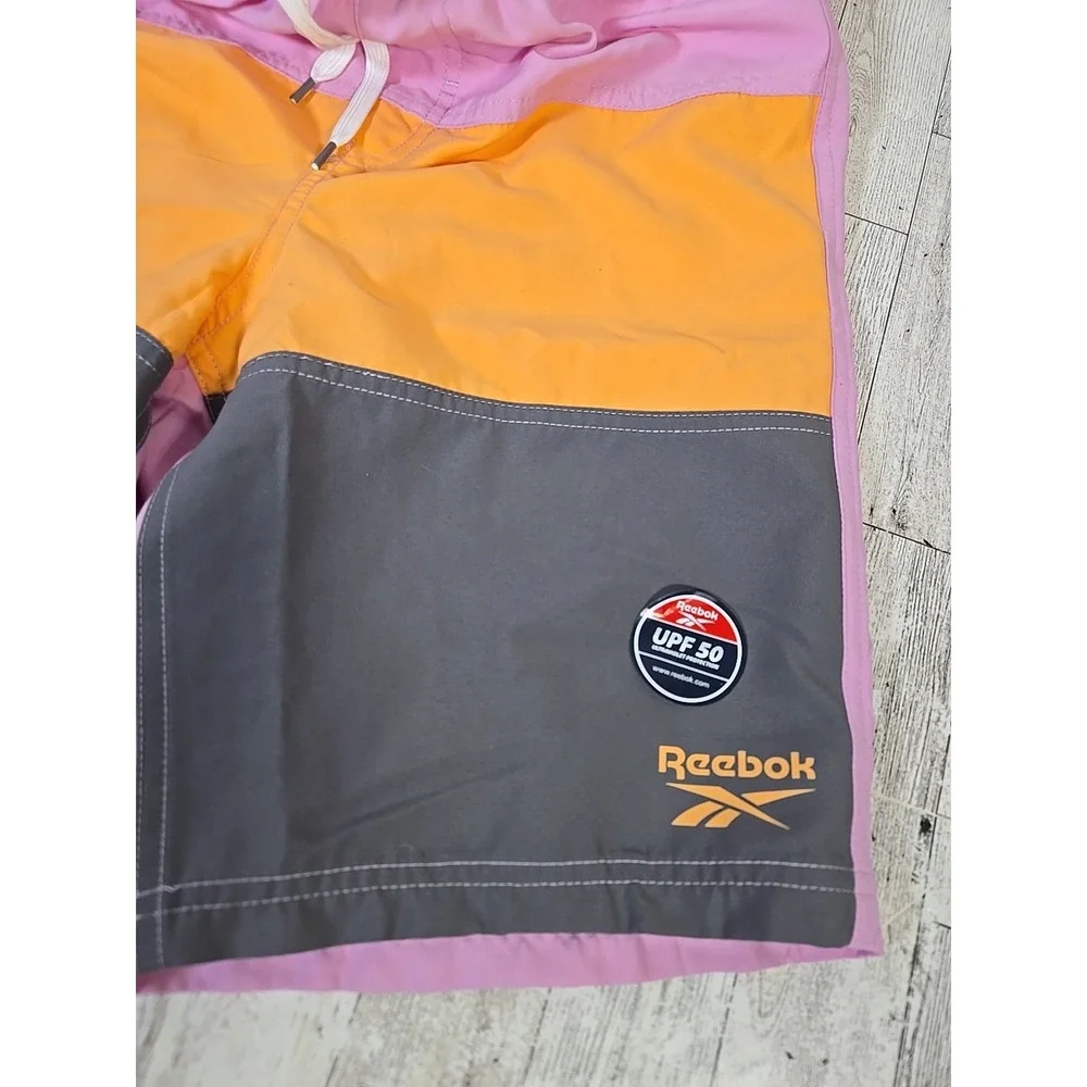 Reebok Swim Trunks Boys LARGE 14/16 Colorblock UPF 50 Mesh Lining NEW
